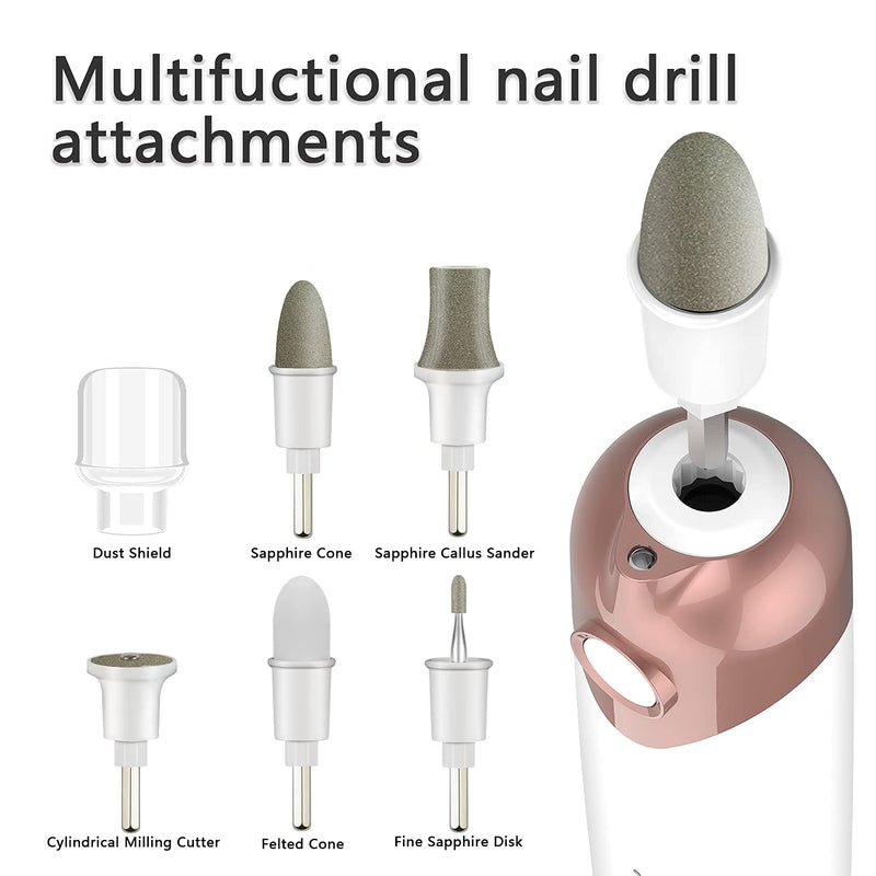 Professional Manicure Pedicure Kit, Electric Nail File Set, Cordless Electric Nail Drill Machine, 5 Speeds Hand Foot Care Tool for Nail Grind Trim Polish(White) White - BeesActive Australia