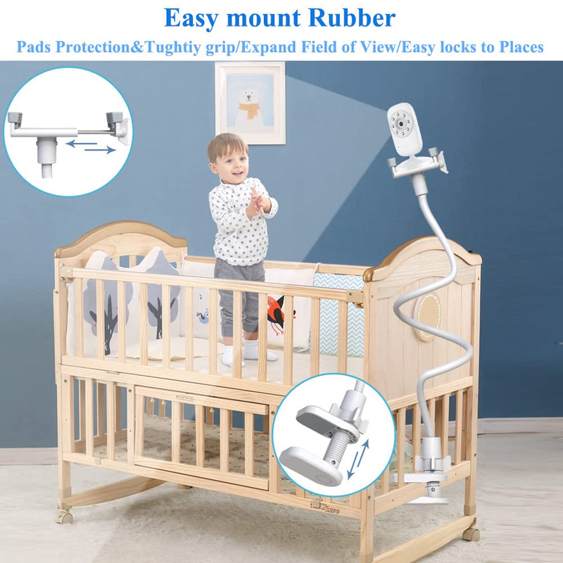 Baby Camera Mount Flexible Baby Monitor Holder Stand Compatible with Nanit Pro,Vetch,eufy, HelloBaby HB65/HB66/HB248,ANMEATE SM935E, Infant Optics DXR-8 Pro,Any Cameras with 1/4" Screw Stand 1 Count (Pack of 1) - BeesActive Australia
