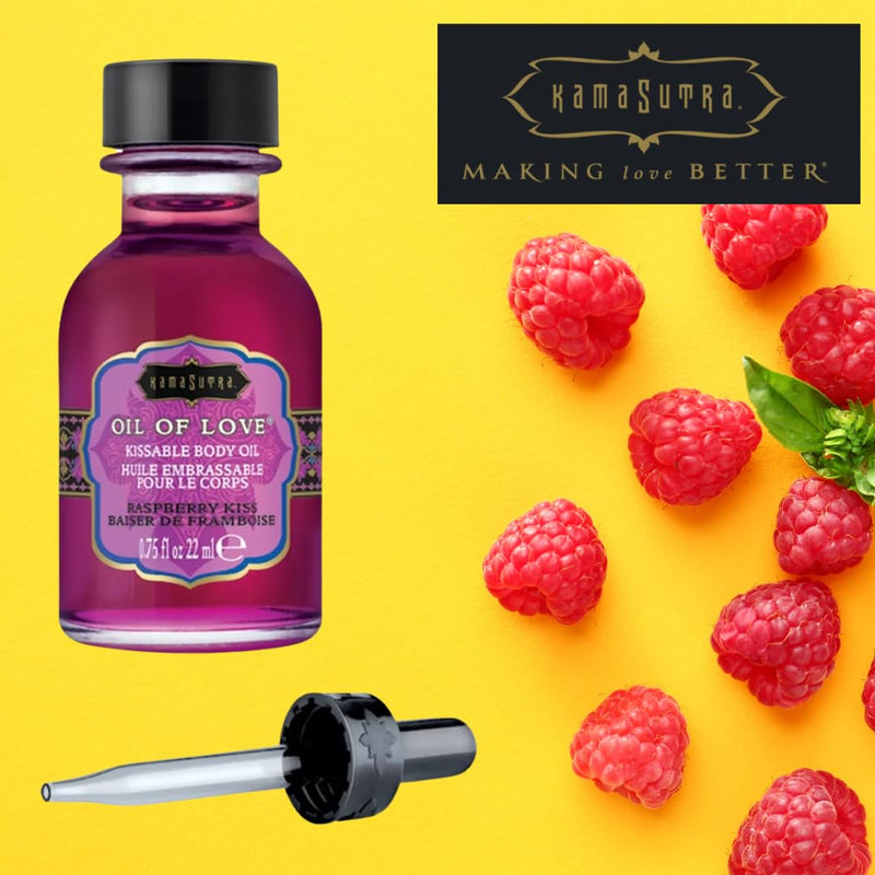 KAMA SUTRA Oil of Love Raspberry Kiss - .75 fl oz - Kissable Warming Body Topping for Oral Foreplay Fun, Delicious Lickable Flavor for Couples, Women, and Men. Water-Based. - BeesActive Australia
