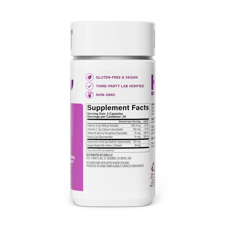 Habit Skin Glow, Supports Skin Health, Hyaluronic Acid, Vitamin A Retinol, Vitamin C & E, 60 Capsules