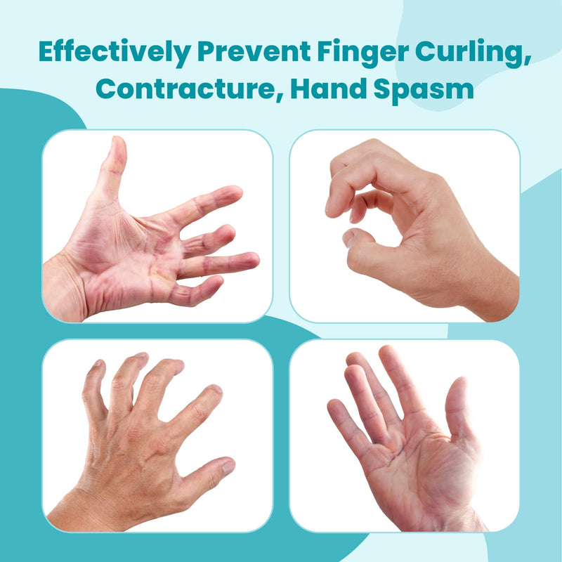 DrFinger Stroke Hand Brace Splint for Straightening Fingers with 5 Fingers Resting Support,Prevent Fingers Curling, Dupuytren's Contractures, Hand Spasms, Fit Right & Left, Men & Women - L Grey