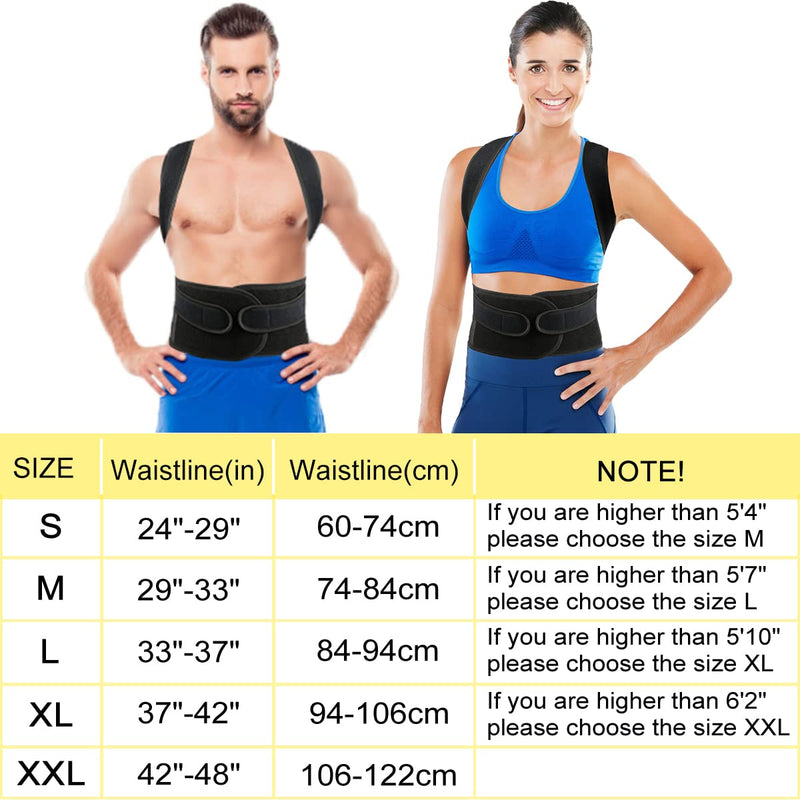 Posture Corrector for Women & Men - Adjustable Back Brace, Lumbar Support for Pain Relief, Scoliosis & Hunchback Correction, Spine Alignment Aid L(33"-37") L(33"-37") - BeesActive Australia