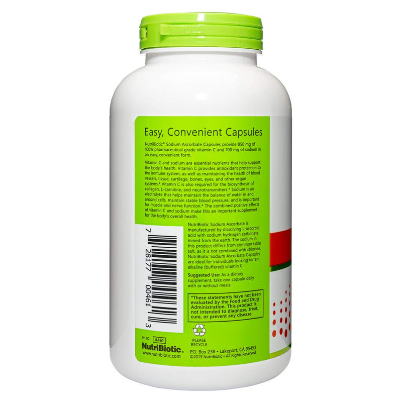 NutriBiotic - Sodium Ascorbate Buffered Vitamin C Capsules, 250 Ct | Vegan, Non-Acidic & Easier on Digestion Than Ascorbic Acid | Essential Immune Support & Antioxidant Supplement | Gluten & GMO Free Unflavored 250 Count (Pack of 1)