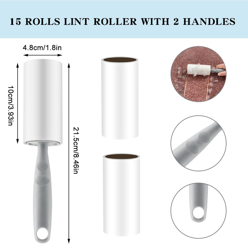 Ortviai 15 rolls of lint rollers with 60 sheets each, lint roller for animal hair clothes with 2 handles, lint roller replacement roll, lint roller, for beds, sofas, clothes, hair, cat hair, dog hair - BeesActive Australia