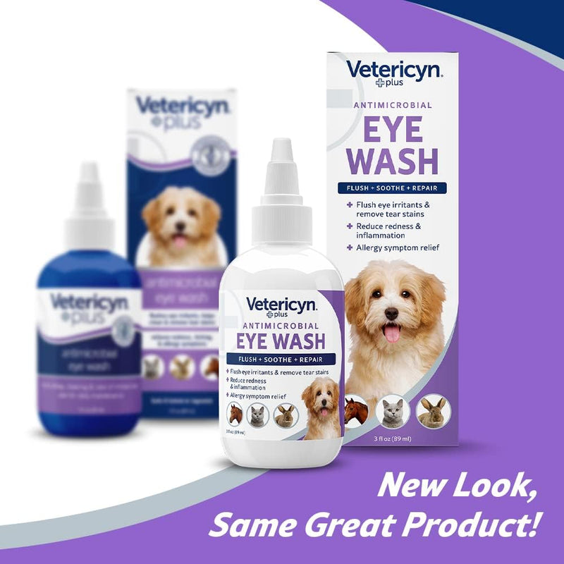 Vetericyn Plus Dog and Cat Eye Wash | Eye Drops for Dogs and Cats to Flush and Soothe Eye Irritations, Dog Tear Stain Cleaner, Safe for All Animals. 3 ounces 3 Fl Oz (Pack of 1) - BeesActive Australia