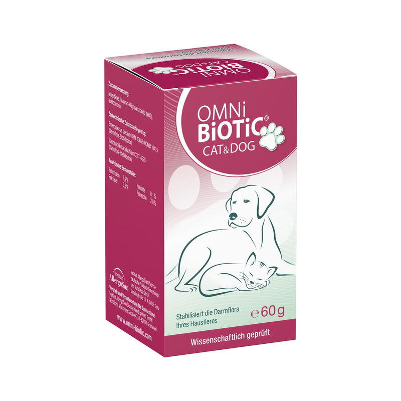 OMNi BiOTiC CAT & DOG | 60g | 2 bacterial strains | up to 7.5 billion germs per daily dose | powder | Probiotic supplementary food for dogs and cats - BeesActive Australia