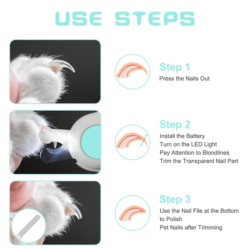 Adiwo nail clippers with LED light for dogs, cats, 2-in-1 claw scissors and dog nail grinder with nail file and splash-proof protection device for dogs, cats, rabbits and other pets - BeesActive Australia
