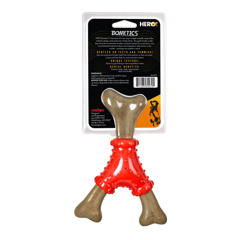 Hero Bonetics Noisy Joint Wishbone - Promotes Healthy Teeth, Gums and Mind - Wood Scented - for Large Dogs - PawsPlanet Australia