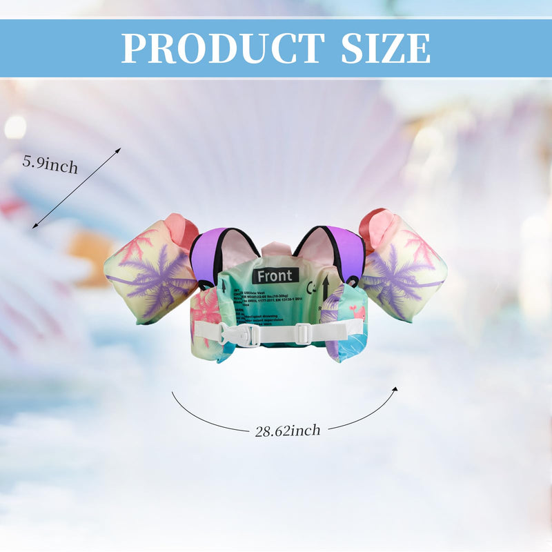 Toddler Swim Vest Floaties for 22-66 lbs / 2-6 Y Kids Swim Jacket with Adjustable Safety Buckle Arm Wings Swim Training for Boys and Girls Beach Boating Pool Floats Pink Whale - BeesActive Australia