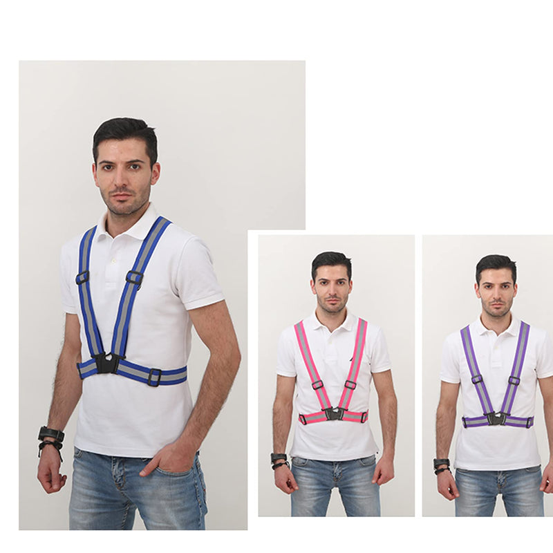 Reflective Vest Running Gear,High Visibility Adjustable Safety Vest for Outdoor Motorcycle,Dog Walking,Night Running,Hiking Color Mixing