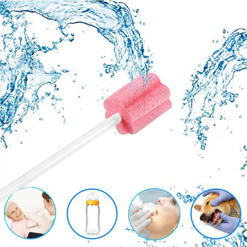 Disposable oral care sponge swabs，Unflavored mouth swabs 250 Count（pink） Plum shape pink 250 - BeesActive Australia