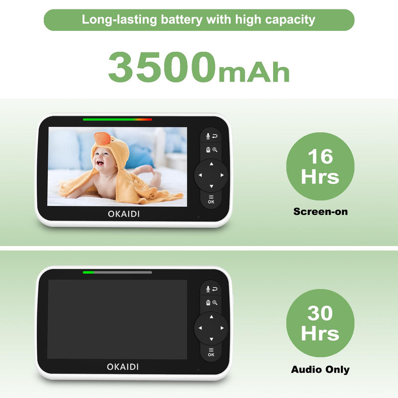 Baby Monitor with Camera and Audio, 5" Large Screen with 30-Hour Battery, 1000ft Range Video Baby Monitor, Remote Pan-Tilt-Zoom Baby Monitor No WiFi, Night Vision, VOX, 2-Way Talk, 8 Lullabies - BeesActive Australia