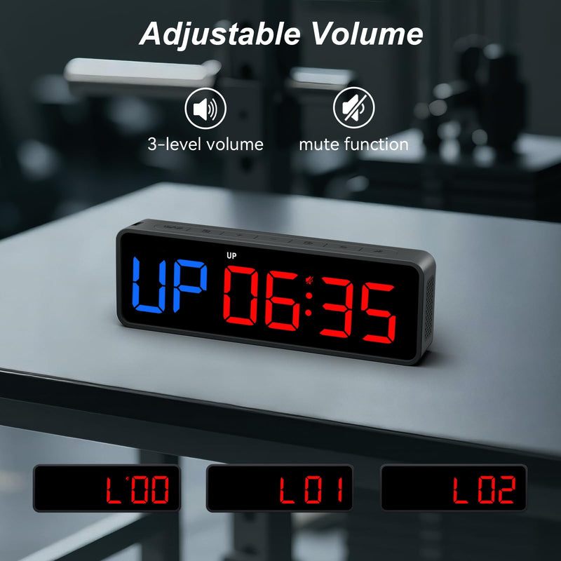 Acedeck Portable Gym Timer Clock: Fitness Digital Clock with Strong Magnet - Remote Control for Fitness Enthusiasts - Powerful Battery for Home Gym Garage Boxing Black