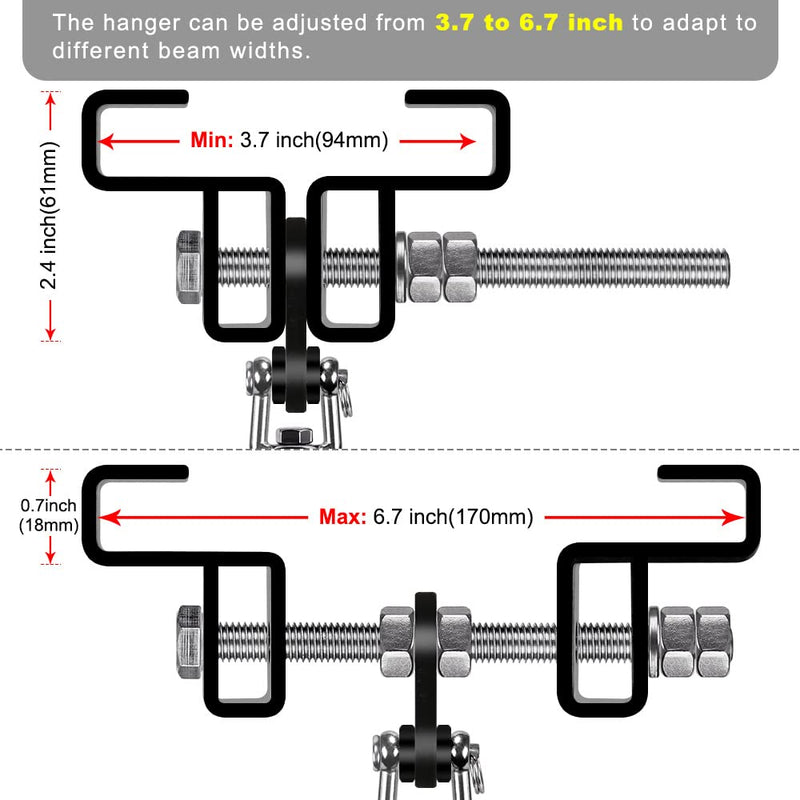 SELEWARE Heavy Duty Punching Bag Hanger and Beam Clamp for Boxing, Muay Thai, MMA B. Beam Clamp with Swivel & Carabiner (1 Pack)