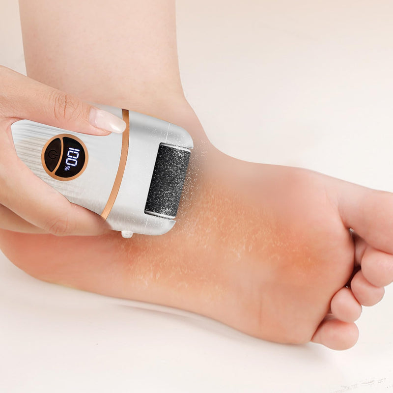 Electric Foot File and Callus Remover, Rechargeable Pedicure Device with Multiple Heads for Dry Rough Feet Care, Home Use Foot Grinder Tool - BeesActive Australia