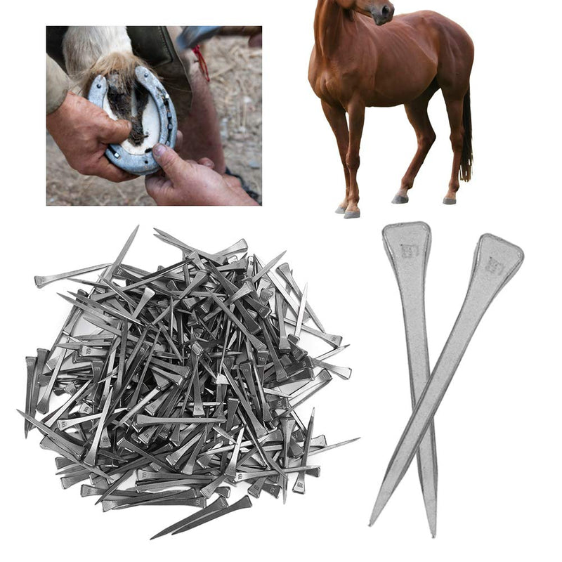 250 Pcs Stainless Steel Horseshoe Nails, E5 Horseshoe Nails, 2 Inches Sharp Bevel Horseshoe Nail Horseshoe Tools Horse Hoof Nail for Horse Training Equestrian Sports - BeesActive Australia
