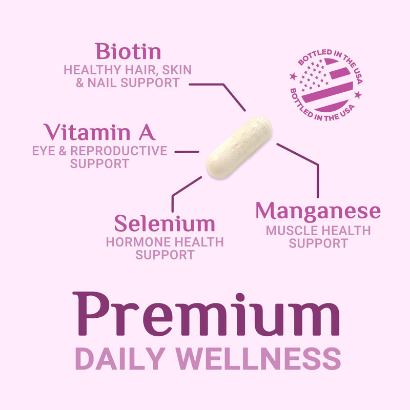 Multivitamin for Women - Once Daily Vitamins for Woman with Biotin, Calcium, Folate, Vitamin A, C, D, E, B Vitamins & Iron - Complete Multi Vitamins for Bone, Energy & Immune Support - 60 Capsules 60 Count (Pack of 1)