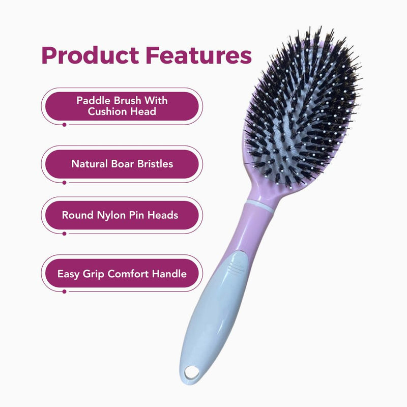 Mane & Tail Horse Grooming Brush, Natural Bristles & Nylon Pins, Detangles & Conditions Thick, Curly or Fine Equine Hair - BeesActive Australia