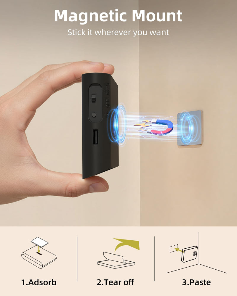 EZVALO 6 Pack Motion Sensor Night Lights with Charging Station, Sync LED Stair Lights Indoor, 1500mAh Rechargeable, Magnetic & Dimmable, 3000K Soft White, Portable Nightlight for Hallway (Black) Black 6pack with station