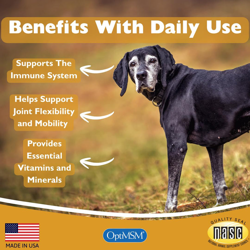 Senior Multivitamin for Dogs – 150 Tablets with MSM, Superoxide Dismutase, Vitamin C & 19 Essential Nutrients – Supports Joint Health & Overall Wellness 150 Count
