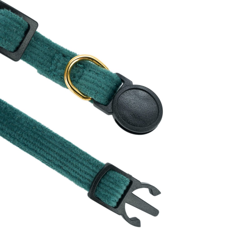 Cotton Breakaway Cat Collar with Bow Tie and Bell, Adjustable Cute Soft Corduroy Kitten Collars for Girl and Boy Cats,Dark Green Neck 7.5" - 11.0" Dark Green - BeesActive Australia
