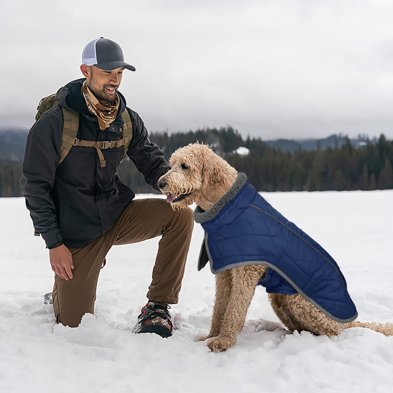 Fragralley Dog Winter Coat Jacket, Windproof Dog Coat, Adjustable Dog Jackets for Dogs, Waterproof Winter Dog, Turtleneck Clothes Doggie Cold Weather Vest Fleece Dog Jacket(Blue,M) Medium Blue - BeesActive Australia