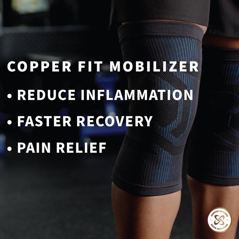 Copper Fit Mobilizer Knee Sleeve – ProSeries with Removable Side Stabilizers Knee Support for Advanced Recovery – Mobility, Knee Pain, Swelling, Inflammation, Circulation, Arthritis, Tendonitis (S/M) S/M - BeesActive Australia
