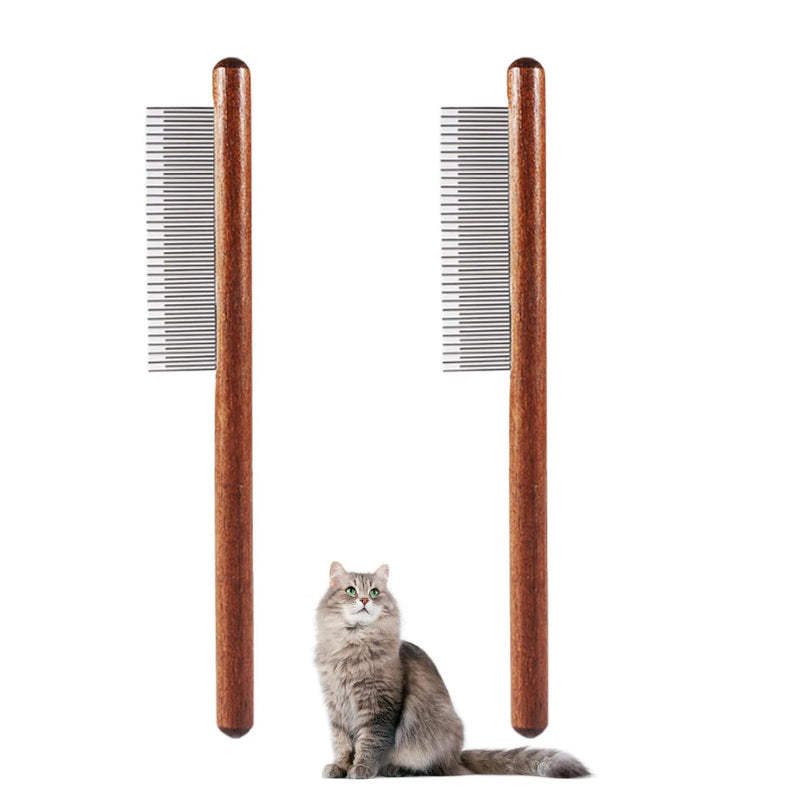 Zynewa Pack of 2 Pet Wooden Comb, Cat Comb, Wooden Dog Comb, Stainless Steel Needle Teeth, Pet Grooming Brush for Short/Long Hair, Pet Flea Comb - BeesActive Australia