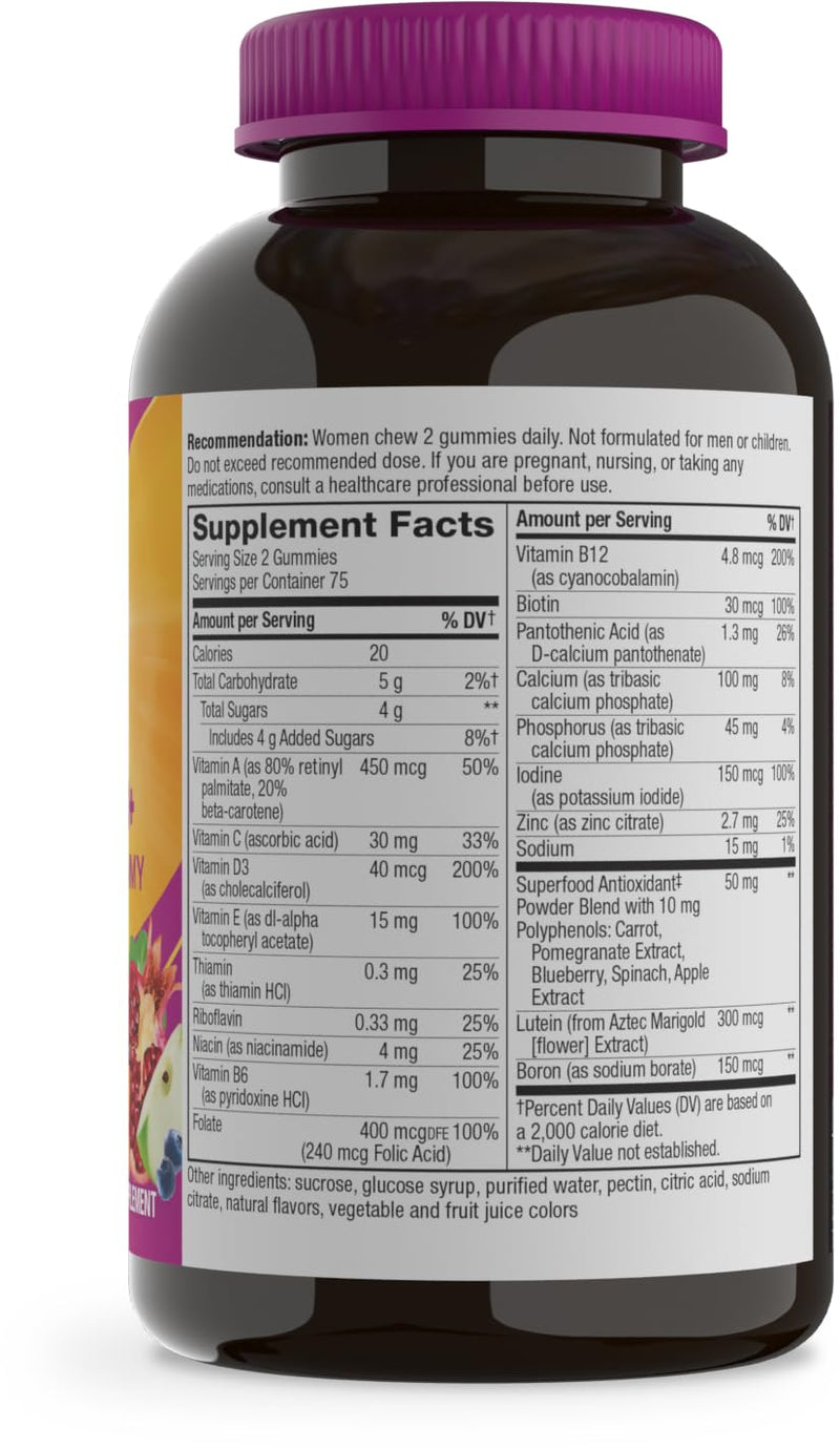 Nature's Way Alive! Women's 50+ Multivitamin Gummy, Mixed Berry, 130 ct | Daily Chewable Gummies with B-Vitamins, Vitamin D3 & Calcium to Support Heart, Brain, & Bone Health for Women 50 and Older* 150 Count (Pack of 1)