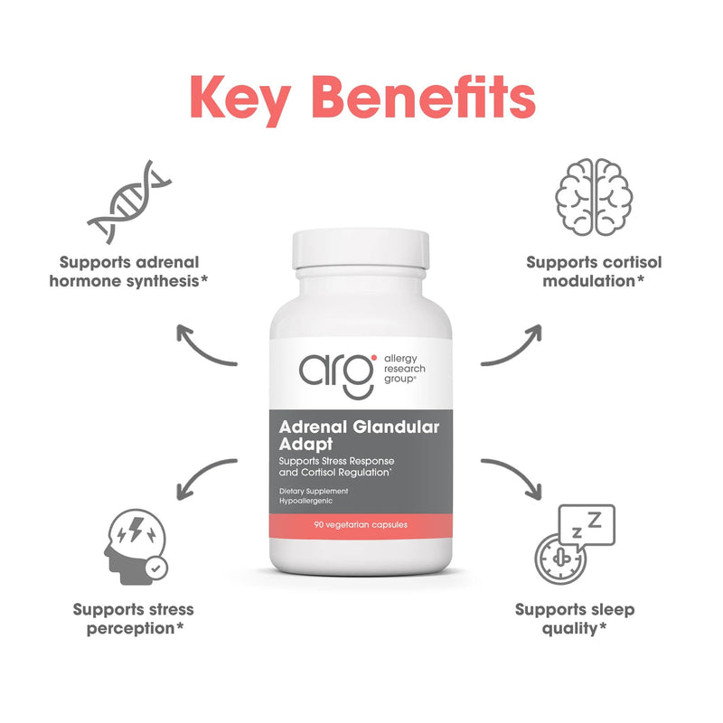 Allergy Research Group - Adrenal Glandular Adapt - Supports Healthy Stress Response and Cortisol Regulation - Hypoallergenic - 90 Vegetarian Capsules