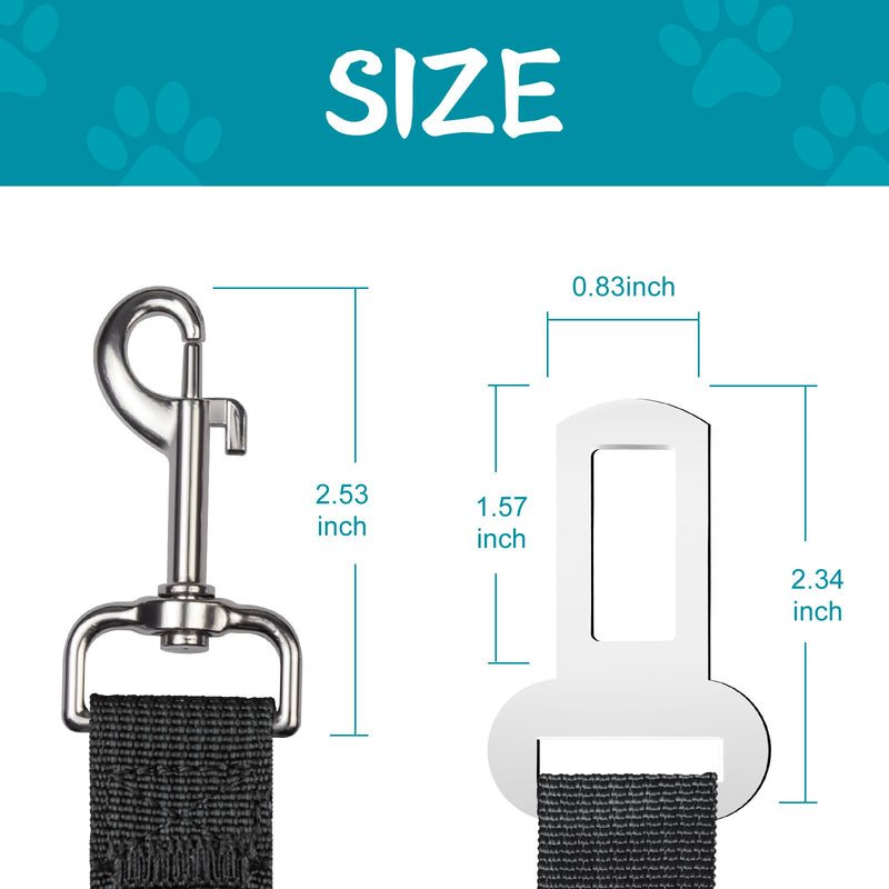 2 PCS Dog Seat Belt for Car Frskcssd Adjustable Dog Car Harness Heavy Duty Nylon Dog Safety Seat Belt Durable Pet Seat Belts for Small & Large Dogs Supports All Cars Quick & Easy Installation (Black) Black - BeesActive Australia