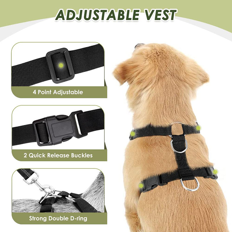 SlowTon Dog Seat Belt Harness for Car, Dog Car Harness Adjustable Mesh Breathable & Dog Seatbelt Safety Tether with Elastic Bungee for Small Medium Large Pets(Black, Double Clip, M) A-Black - BeesActive Australia