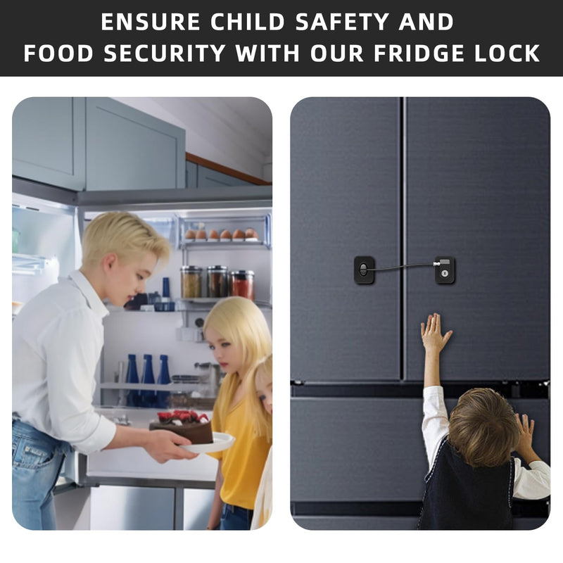 Refrigerator Lock 2 Packs, Fridge Lock with Silicone Wire Protection Fridge Locks for Kids Easy to Use and Install Cabinet Locks with Key, Black - BeesActive Australia