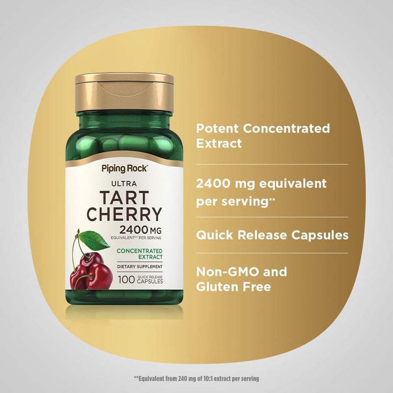 Piping Rock Tart Cherry Capsules | 100 Count | Concentrated Extract | Non-GMO, Gluten Free Supplement