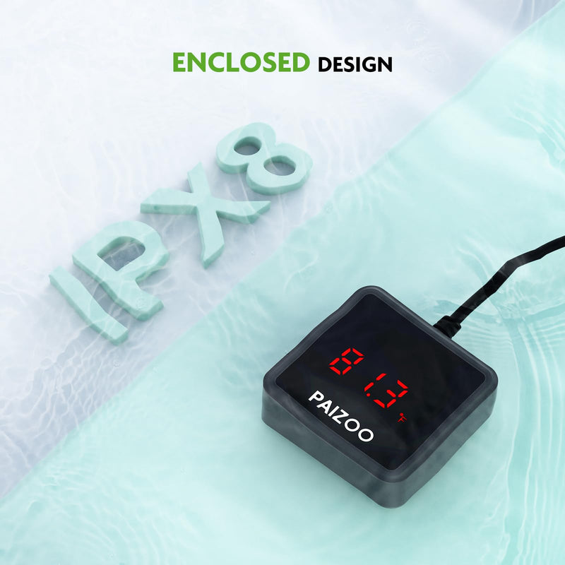 PAIZOO Aquarium Thermometer, LED Digital Thermometer for Fish Tank with USB Power, Highly Accurate Waterproof Temperature Gauge with Suction Cup and 6.5ft Power Cord for Saltwater and Freshwater - BeesActive Australia