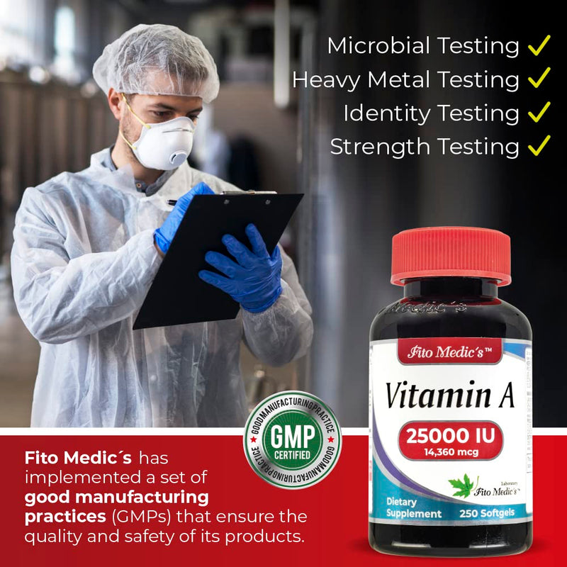FITO MEDIC'S Lab - Vitamin a 25000 iu softgels - 250 Softgels- Ultra high Absorption, Healthy Skin & Eyes, Antioxidant Activity & Immune System Function. - BeesActive Australia