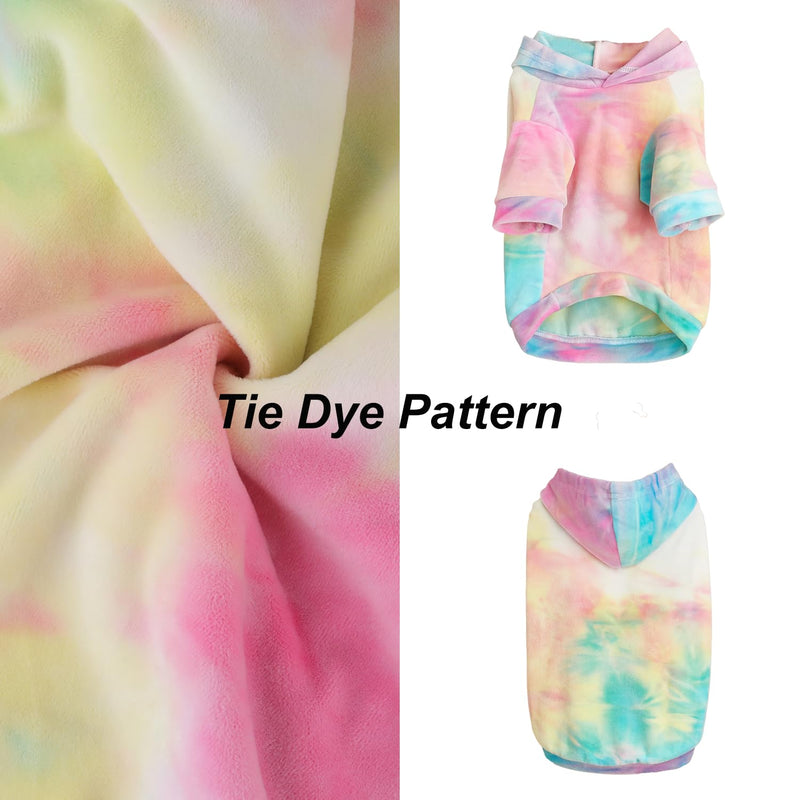 Tie Dye Dog Hoodie Puppy Sweater Sweatshirt, Cold Weather Coat Pet Clothes for Dog Cat Multicolor-02 Medium - BeesActive Australia