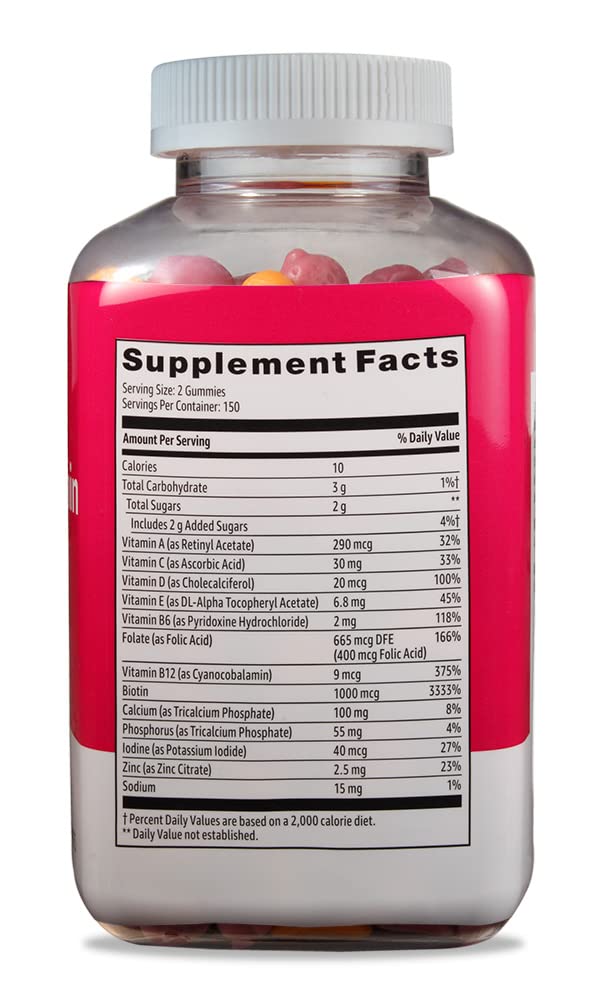 Amazon Basics Women's Multivitamin, 300 Gummies (150 Servings) (Previously Solimo) 300 Count (Pack of 1)