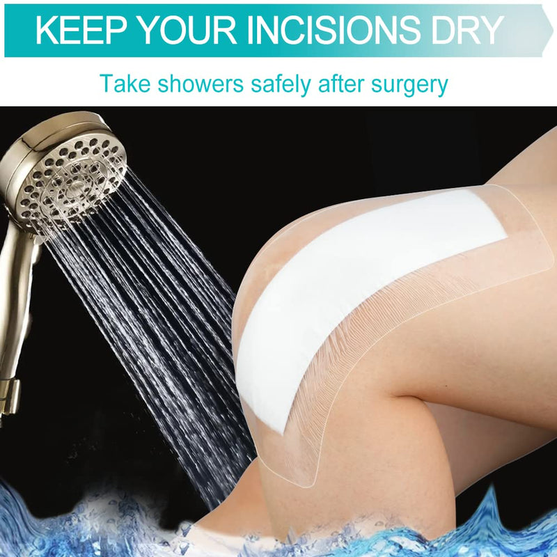 Waterproof Incision Bandages for Large Wounds Knee Hip Replacement Adheisve Island Dressing Bandaid Tape Post Surgical Shower Protector, No Glue On Center 4 x 10 Inch (Pack of 14) Waterproof 4"x10" Pack of 14