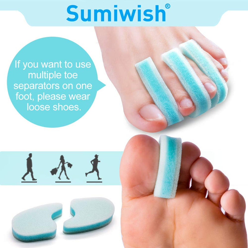 Sumiwish Foam Toe Separators, 10 Pack Breathable Toe Spacers, Reduce Friction and Relieve Corns Pain, Overlapping Toes Corrector - (Blue) Blue - BeesActive Australia