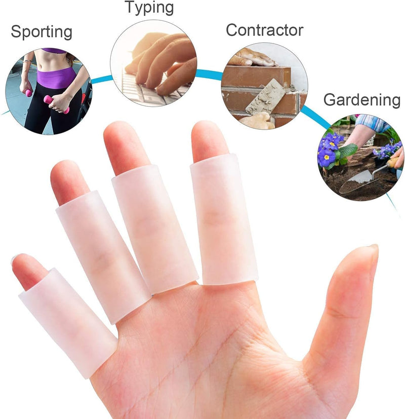 Sumifun Finger Sleeves, 20PCS Gel Thumb Finger Tubes for Arthritis, Trigger Finger Pain, Silicone Fingers Protector for Golf, Basketball, Golf, Rugby, Cracked Finger Clear