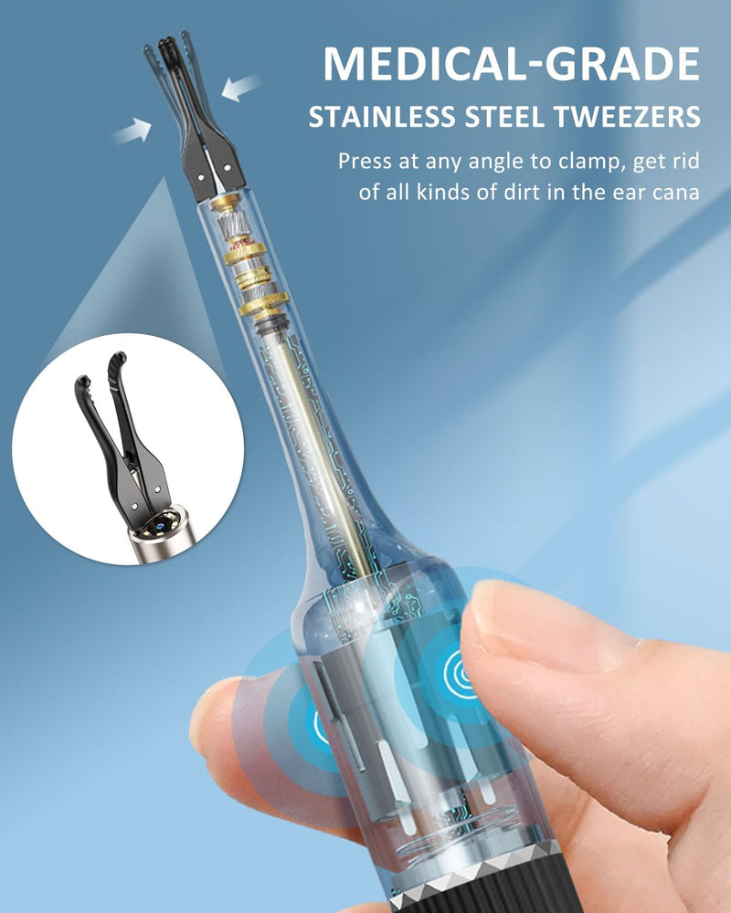 CozyZen Ear Wax Removal Tool S5 with 10 MP Camera Otoscope, Omnidirectional Tweezer, Crodless Earwax Remover Tool with 12 Ear Spoon, Wireless Ear Cleaner with Light for iOS & Android (Black) Black - BeesActive Australia