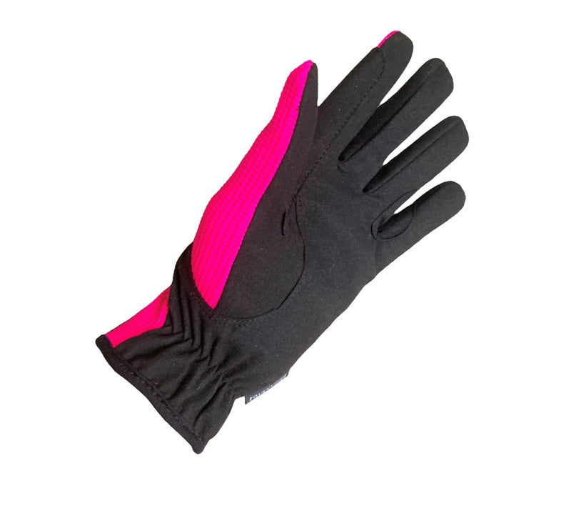 Ladies All Sports Outdoor Equestrian Gloves Horseshoe Design in Pink, Black & Purple Medium - BeesActive Australia