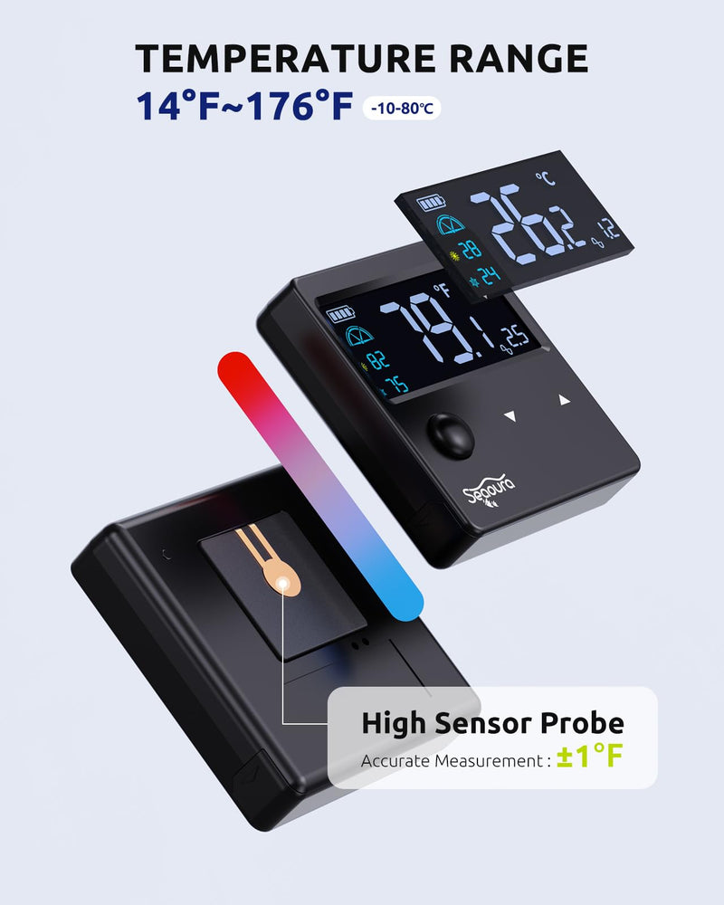 Aquarium Thermometer Digital with Motion Sensor for Glass Tank, Aquariums Temperature Gauge with Alarm, Fishtank Thermometer Calibrated LCD Display, Accurate to ±1℉, Suitable for Aquatic, Betta - BeesActive Australia