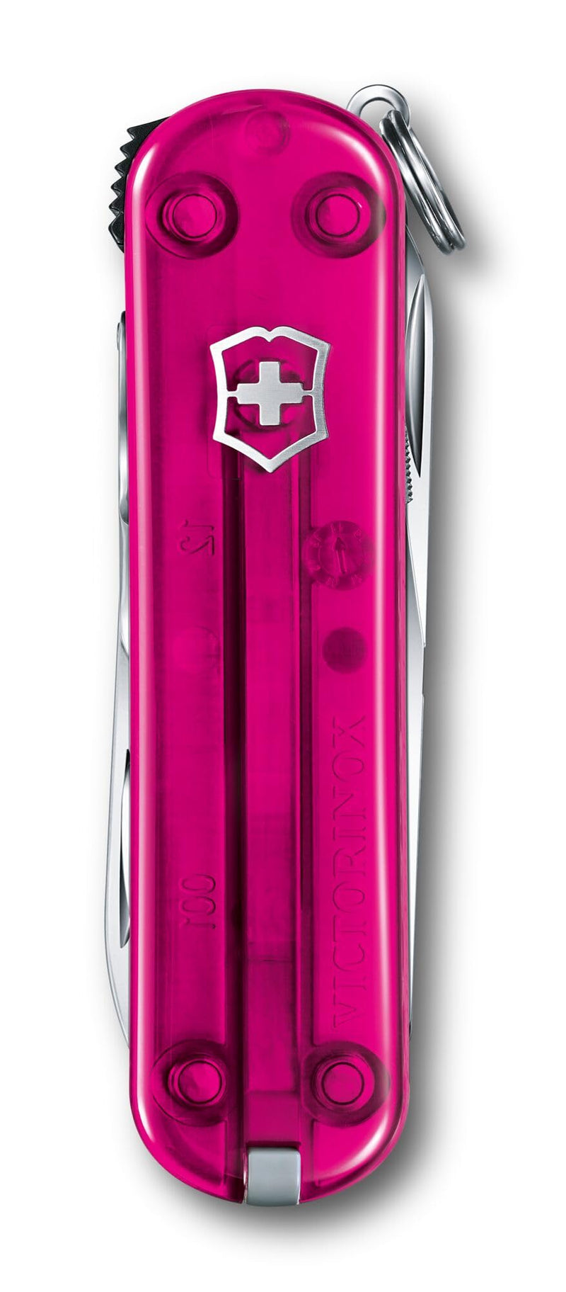 Victorinox Nail Clip 580, 8 Functions, Swiss Made Multi-Tool with Nail File, Nail Cleaner and Small Blade - Transparent Pink - BeesActive Australia