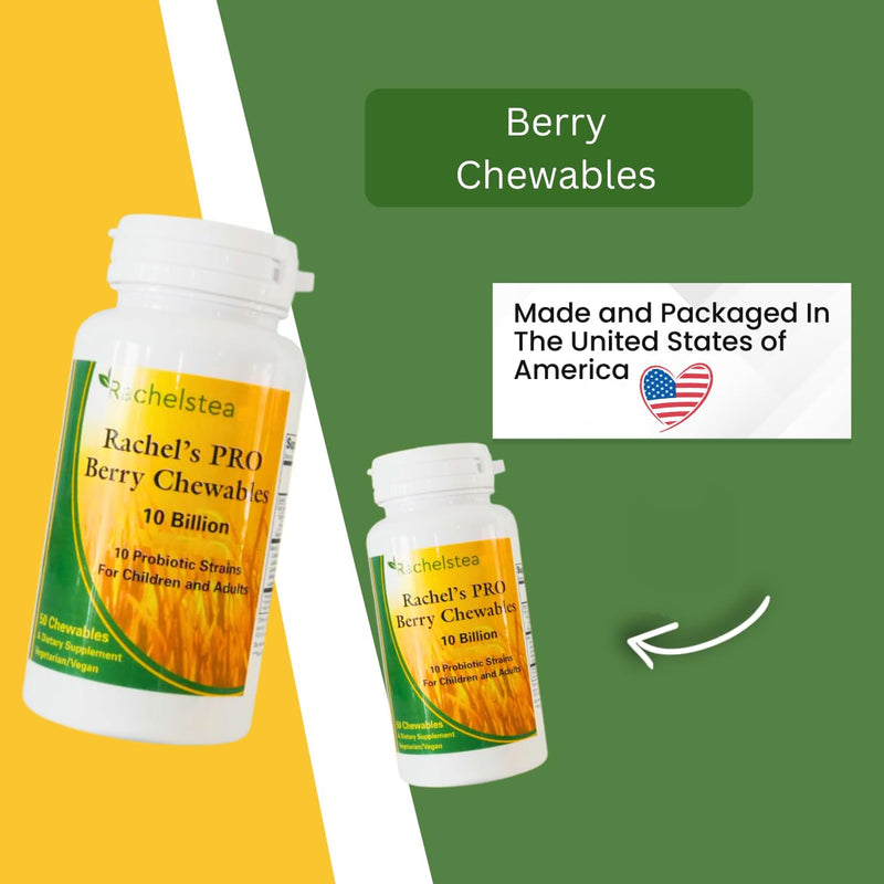 Rachel’s Pro Berry Chewables 10 Billion strains, gastrointestinal, Children and Adult 50 chewables Great Taste