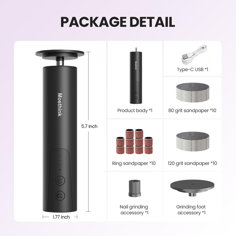 Electric Foot Callus Remover, 2 in 1 | 6 Speed Adjustable Foot File Nail Grinder with Sandpaper Disks, Professional Sander Pedicure Tool for Feet Dead Skin, Self Care Gifts for Women Mom Lover Friends 01-Electric Callus Remover Black - BeesActive Australia