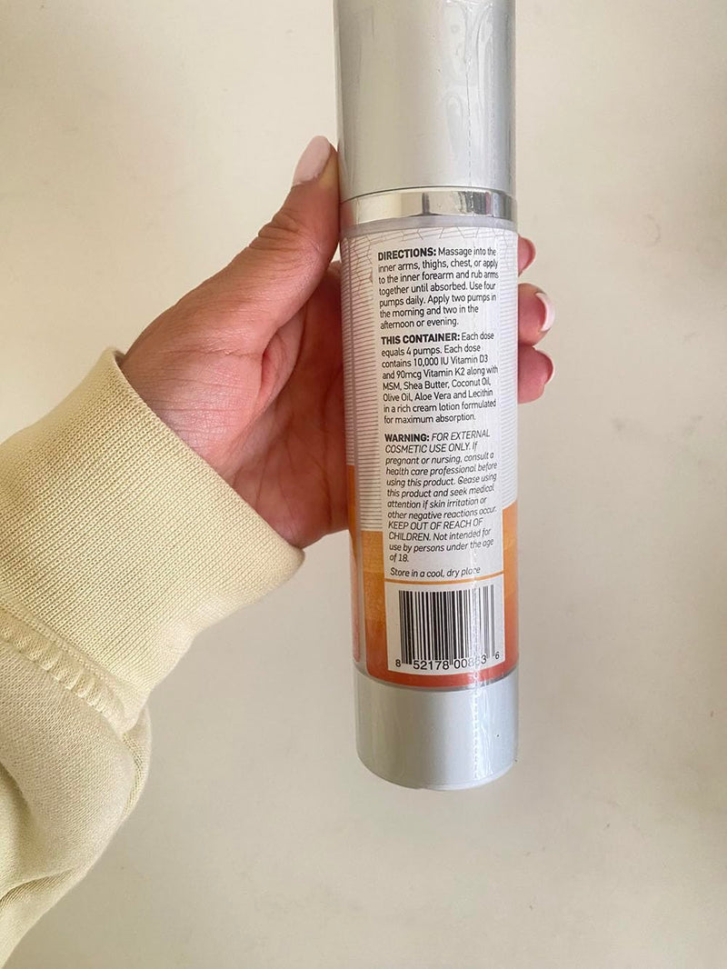 All Natural Vitamin D3 10000IU Vitamin D Cream Maximum Strength Vitamin K2 | Fight Vitamin D Deficiency Naturally, with & Olive Leaf Extract, Three Month Supply, Safe & Effective (10,000IU, 3.6oz) 3.6 Ounce (Pack of 1) 10,000IU