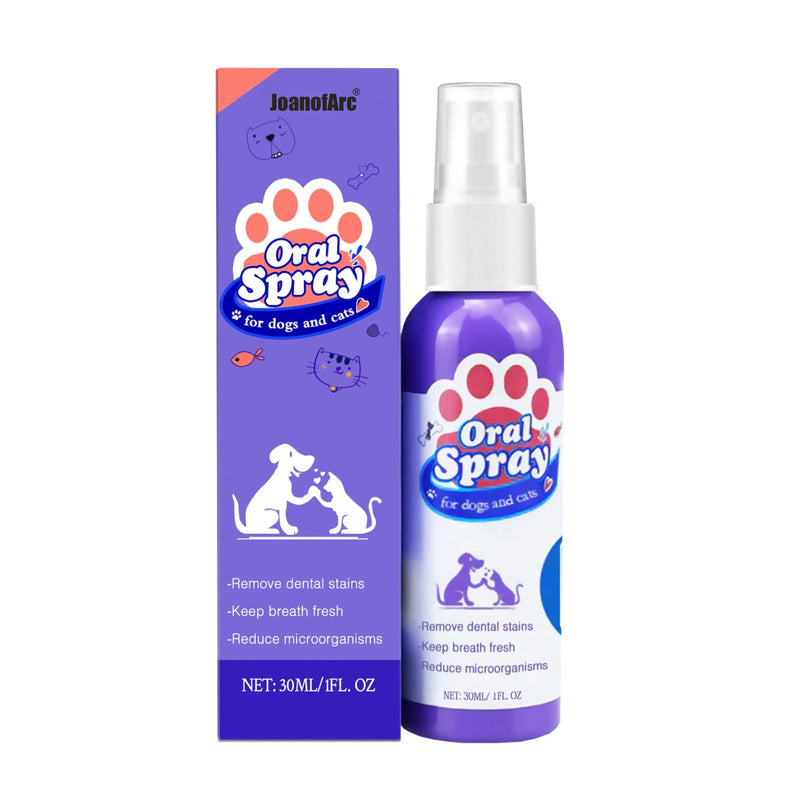 JoanofArc Dog Dental Care Spray, Oral Care Spray for Dogs, Breath Freshener & Teeth Cleaning Spray, Reduce Tartar Freshen Breath, Pet Health Supplies Teeth Spray, No Brushing, 30ml