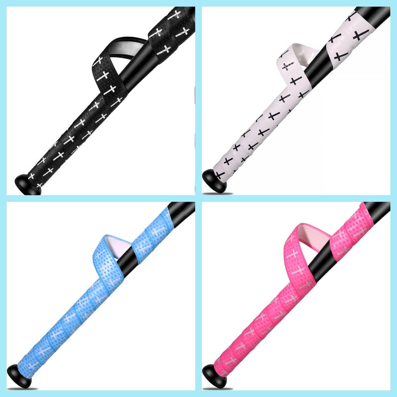 4 Pcs Cross Baseball Bat Grip Tapes, 1.5mm, Precut and Full Softball Grip Tape,Non-Slip Baseball Bat Wrap, for Multi-Sport Handles Colorful - BeesActive Australia